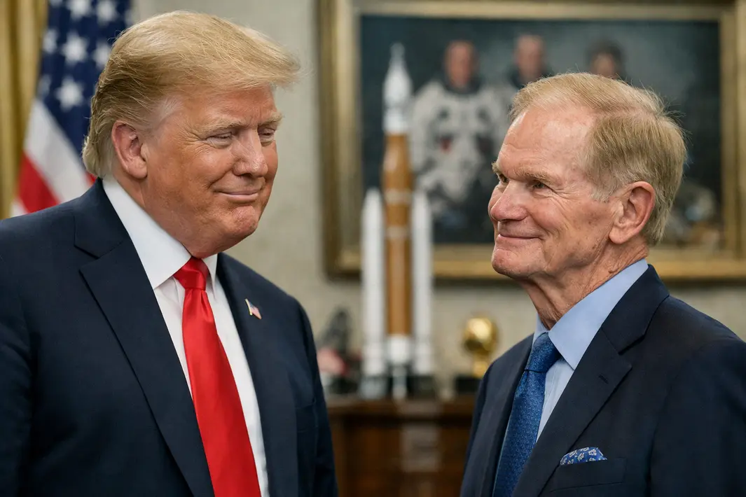 President Trump maakt opmerking over uiterlijk Nasa-leider tijdens ontvangstmoment