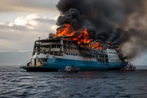 Vijf doden en tientallen vermisten na brand op veerboot bij Indonesisch eiland