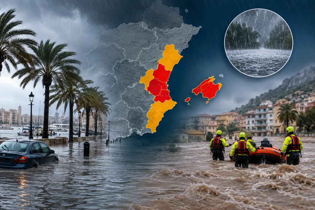 Hevige regenval in Mallorca en Valencia leidt tot code rood en veiligheidsmaatregelen